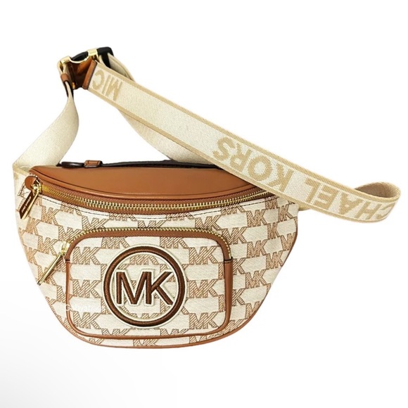 Michael Kors Erin XS Waist Bag FannyPack Crossbody MK Logo Jacquard Luggage - Picture 6 of 10
